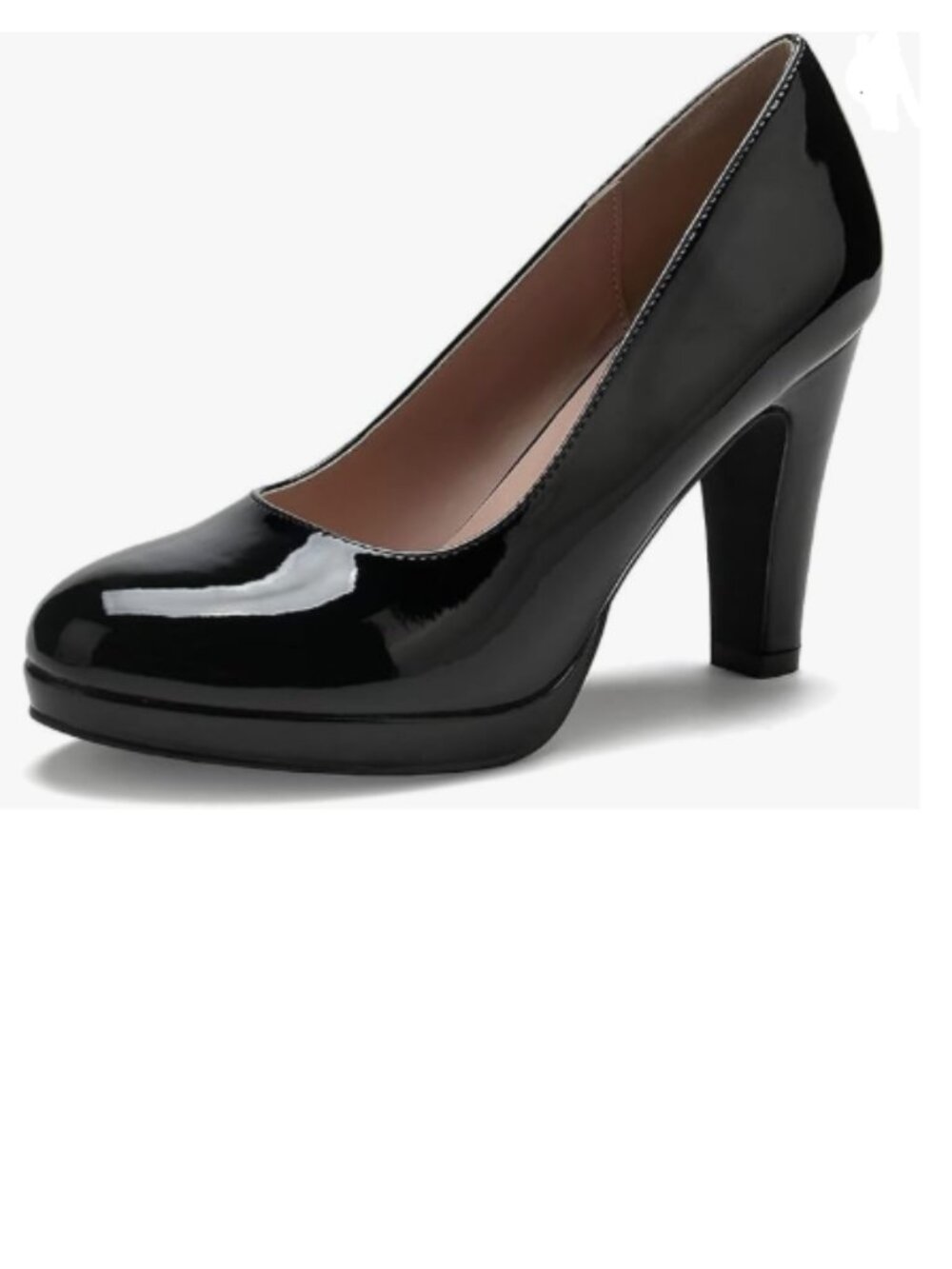 miss left Black Low Platform Chunky High Heel Slip On Closed Round Toe Pump